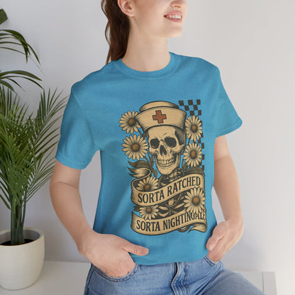 Sorta Ratched Sorta Nightingale with Daisies - T-Shirt | Nurses and Healthcare | Roly Poly Print