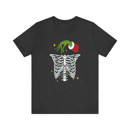 Grinch Holding Your Skeleton Ornaments - Christmas T-Shirt | Holiday | Roly Poly Print