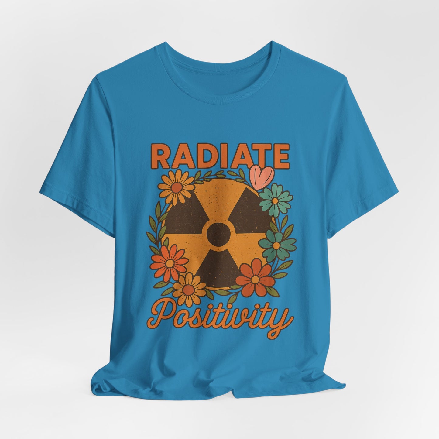 Radiate Positivity Radiation Symbol with Daisies - T-Shirt | Nurses and Healthcare | Roly Poly Print
