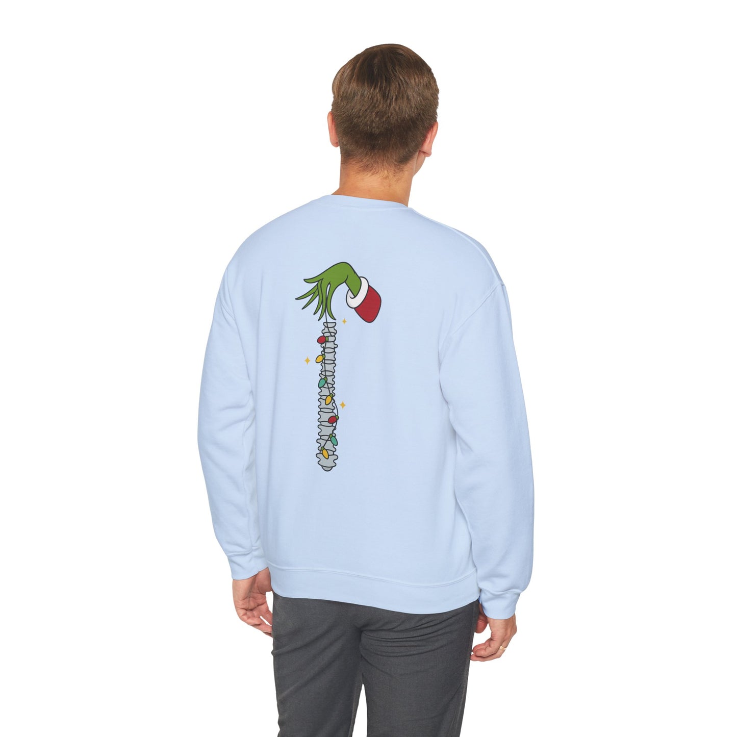 Grinch Holding Your Skeleton Ornaments - Christmas Sweatshirt | Holiday | Roly Poly Print