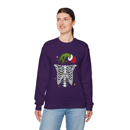 Grinch Holding Your Skeleton Ornaments - Christmas Sweatshirt | Holiday | Roly Poly Print