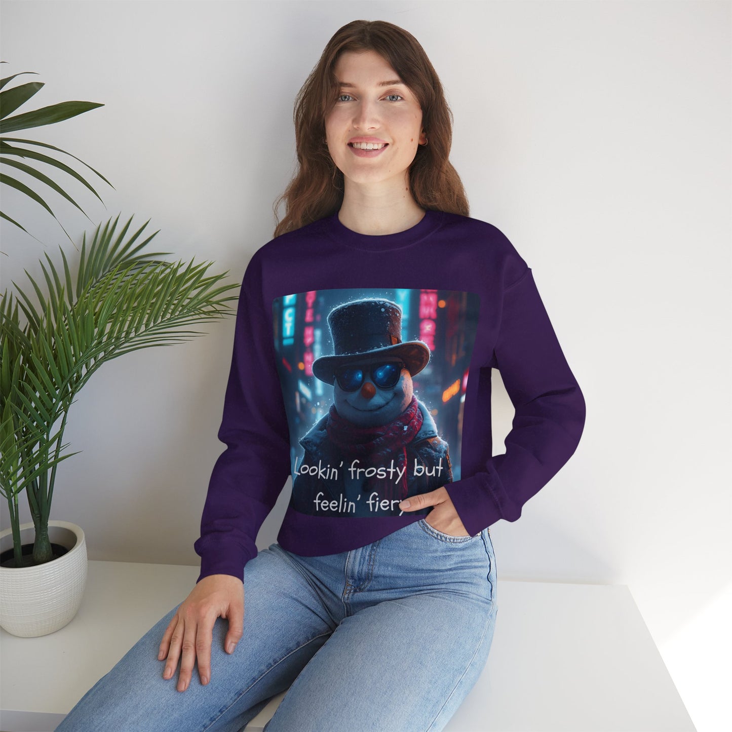Lookin' Frosty, but Feelin' Fiery Snowman - Christmas Sweatshirt | Holiday | Roly Poly Print