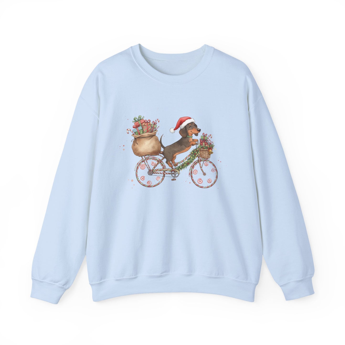 Dachshund on a Bike - Christmas Sweatshirt | Holiday | Roly Poly Print