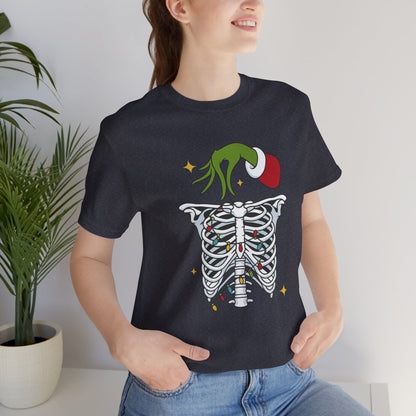 Grinch Holding Your Skeleton Ornaments - Christmas T-Shirt | Holiday | Roly Poly Print