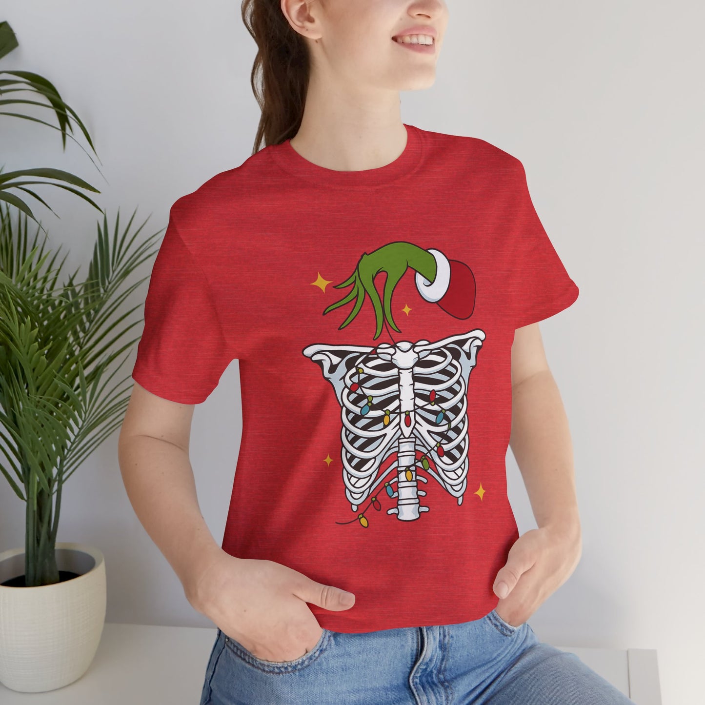 Grinch Holding Your Skeleton Ornaments - Christmas T-Shirt | Holiday | Roly Poly Print