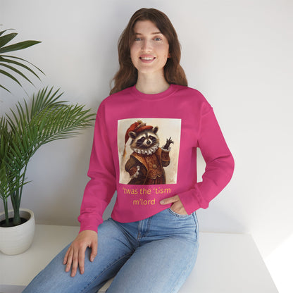 'twas the 'tism, m'Lord Medieval Raccoon - Sweatshirt | Overstimulated Humor | Roly Poly Print