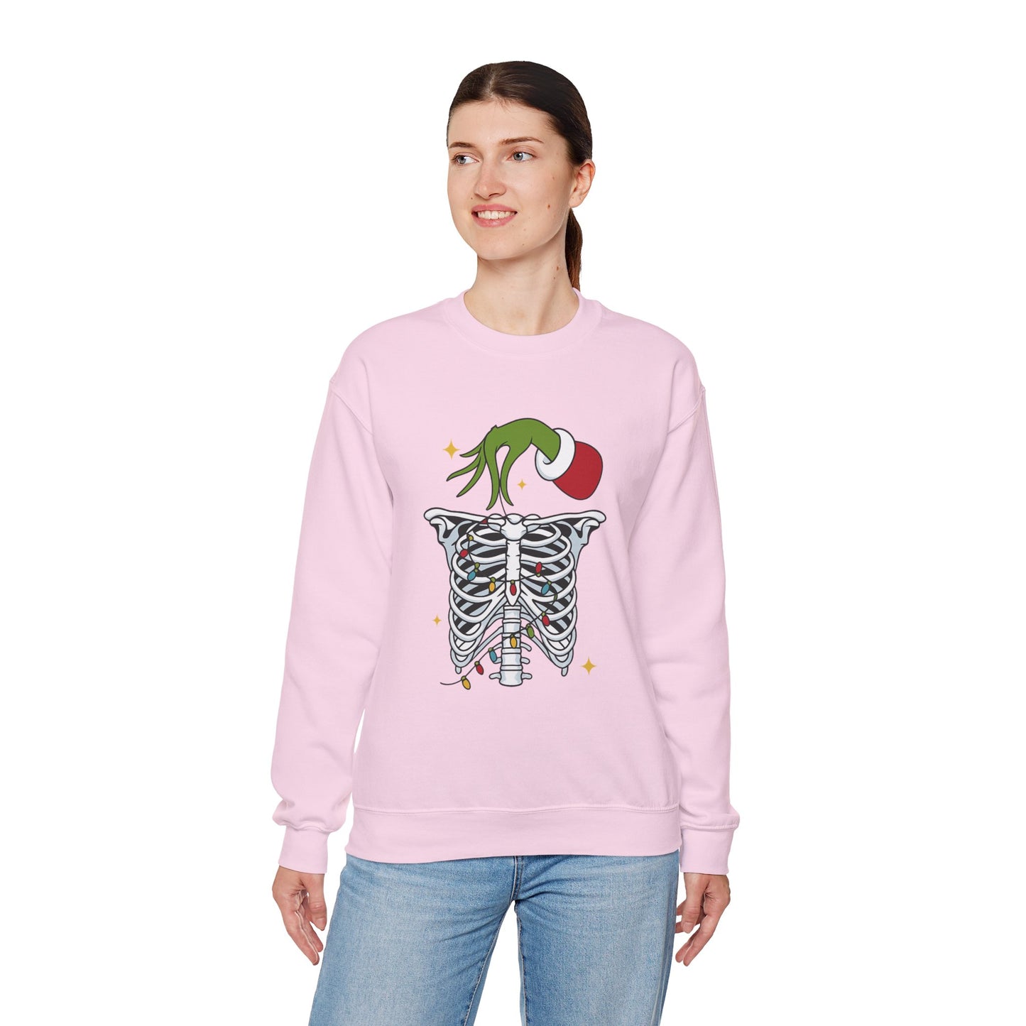Grinch Holding Your Skeleton Ornaments - Christmas Sweatshirt | Holiday | Roly Poly Print