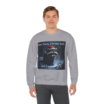 Dear Santa, I've Been Bad and It Was Worth It Raccoon - Christmas Sweatshirt | Pets and Animals | Roly Poly Print