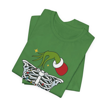 Grinch Holding Your Skeleton Ornaments - Christmas T-Shirt | Holiday | Roly Poly Print