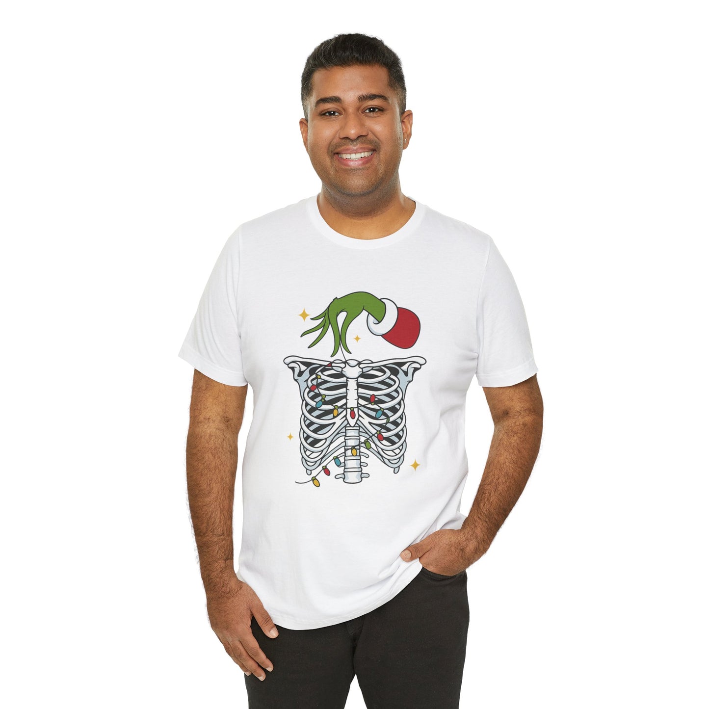 Grinch Holding Your Skeleton Ornaments - Christmas T-Shirt | Holiday | Roly Poly Print