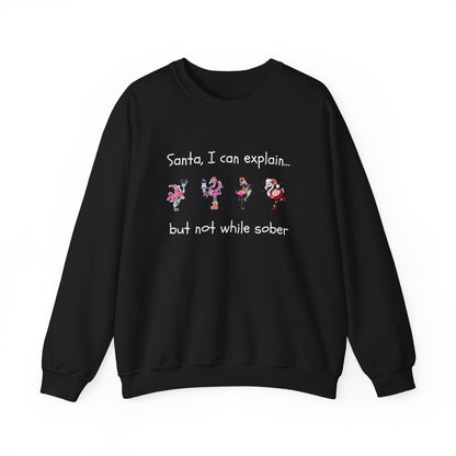 Santa I Can Explain, But Not While Sober Flamingos - Christmas Sweater | Holiday | Roly Poly Print