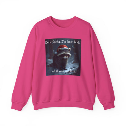 Dear Santa, I've Been Bad and It Was Worth It Raccoon - Christmas Sweatshirt | Pets and Animals | Roly Poly Print