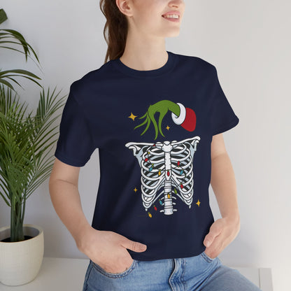 Grinch Holding Your Skeleton Ornaments - Christmas T-Shirt | Holiday | Roly Poly Print