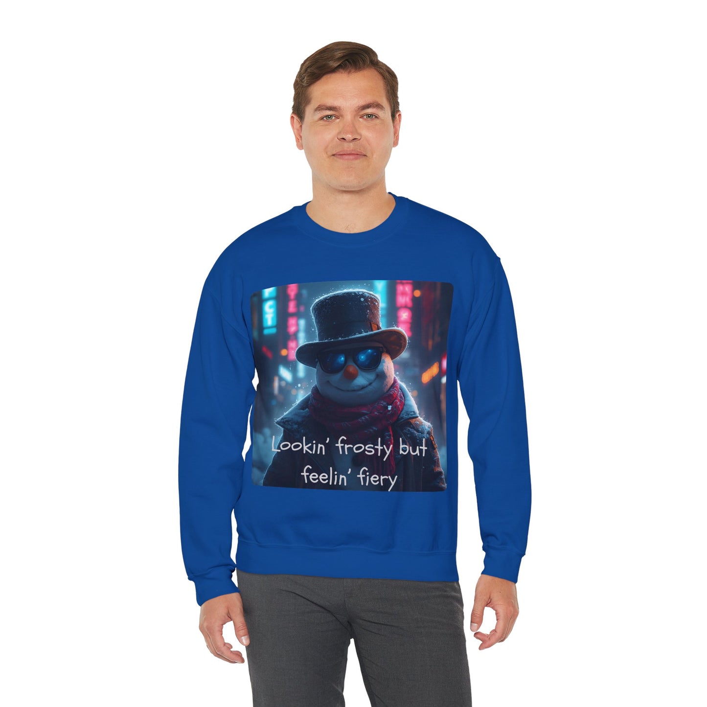 Lookin' Frosty, but Feelin' Fiery Snowman - Christmas Sweatshirt | Holiday | Roly Poly Print