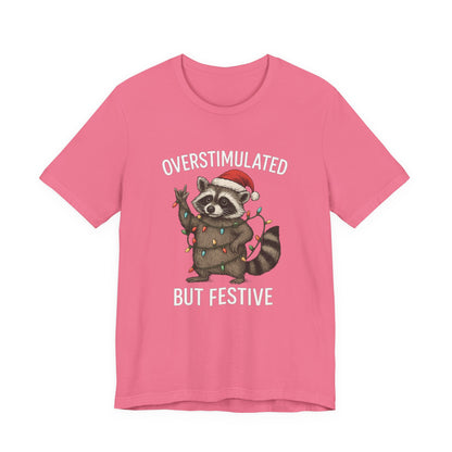 Overstimulated but Festive Raccoon - Christmas T-Shirt | Holiday | Roly Poly Print