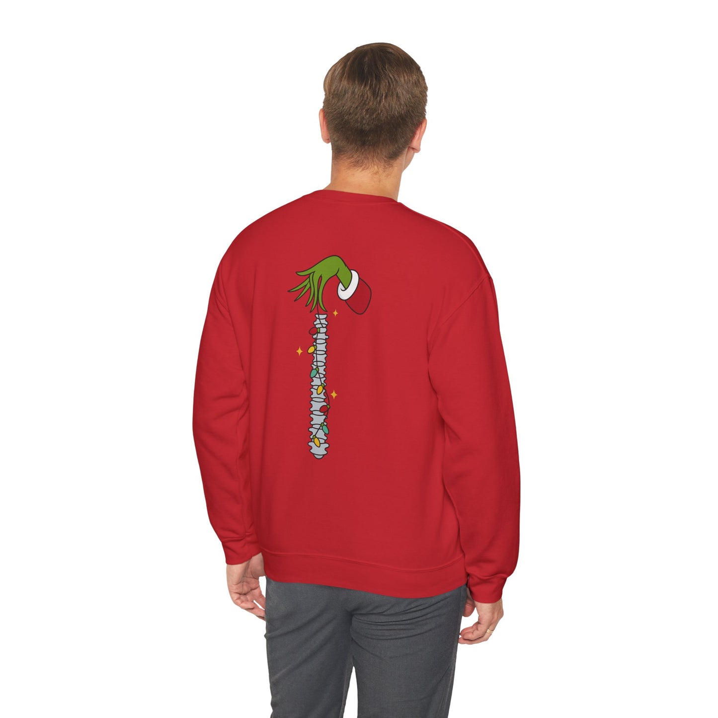 Grinch Holding Your Skeleton Ornaments - Christmas Sweatshirt | Holiday | Roly Poly Print