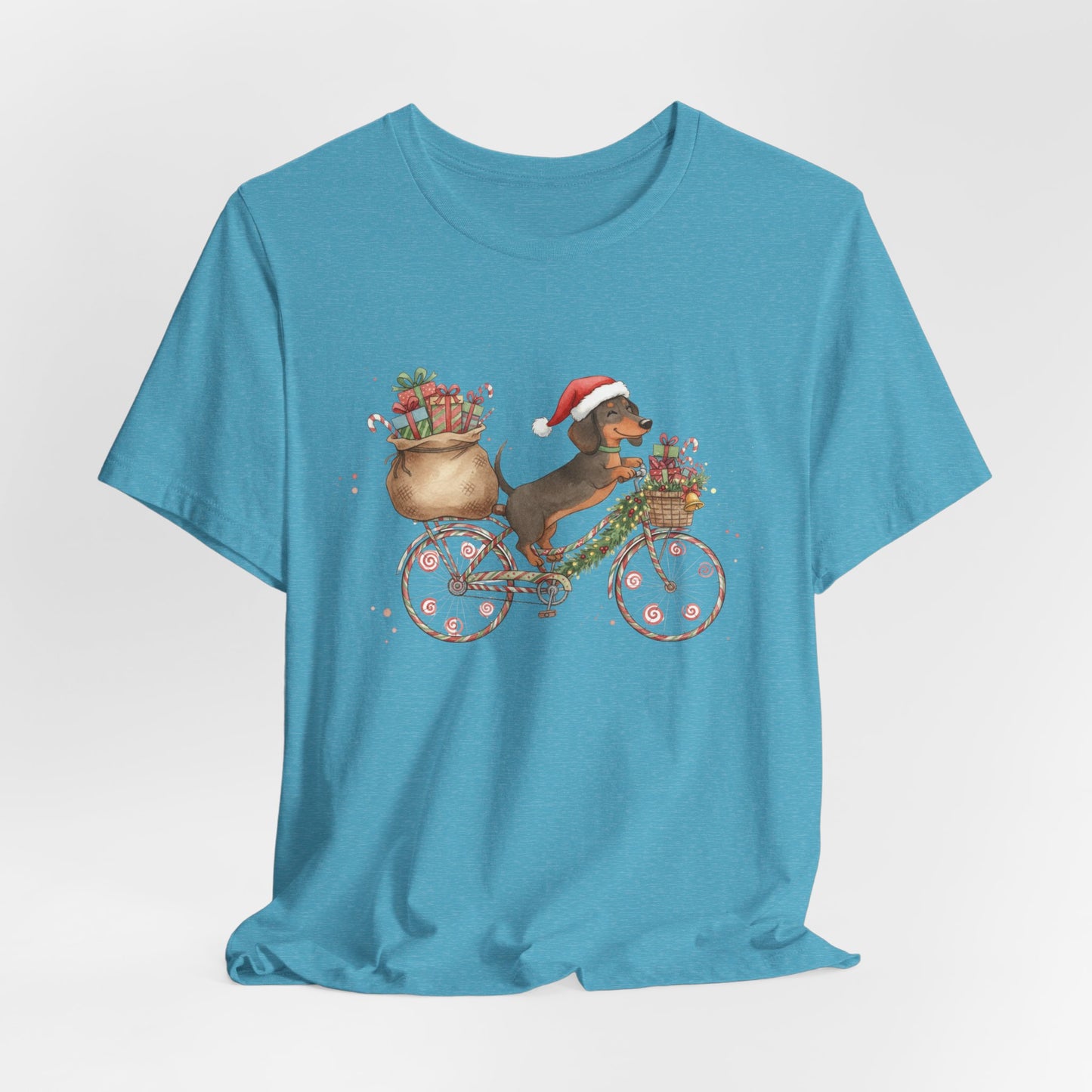 Dachshund Christmas Bike - Christmas T‑Shirt | Holiday | Roly Poly Print