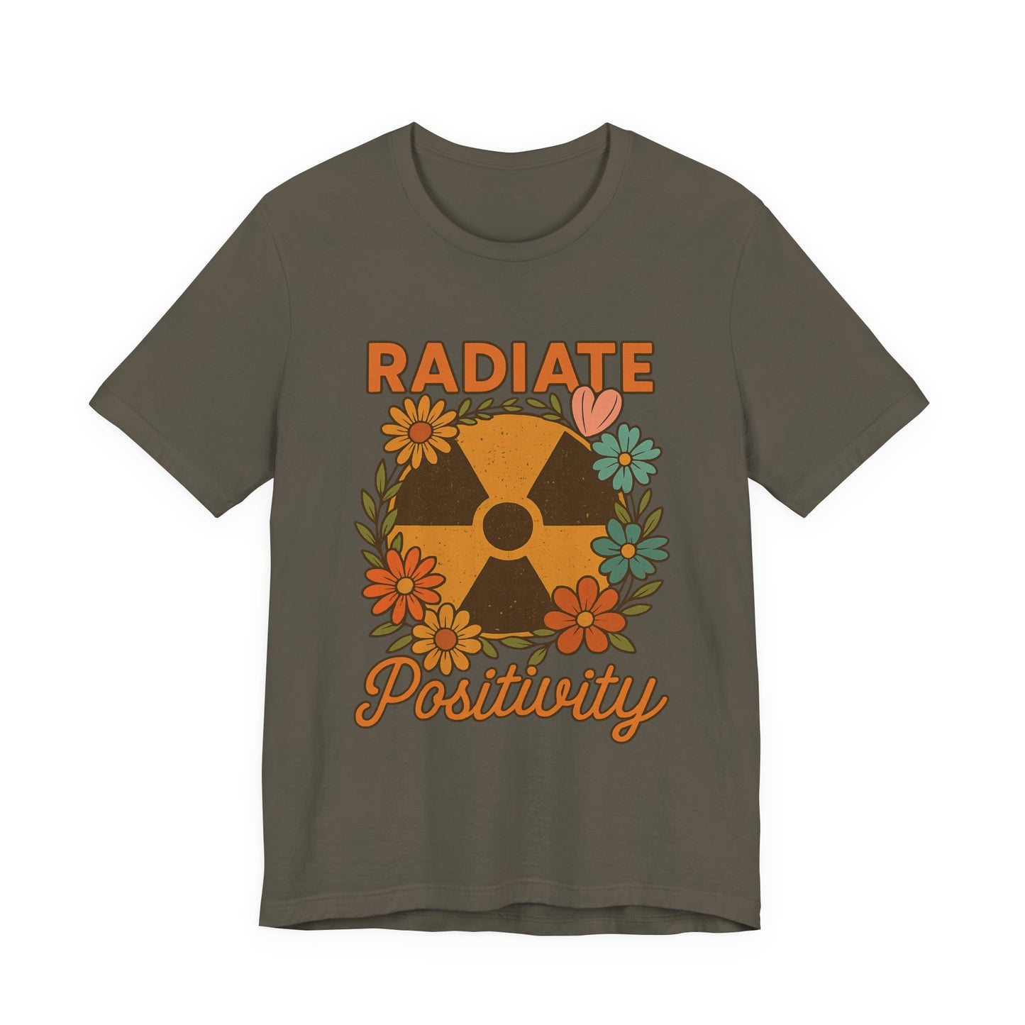 Radiate Positivity Radiation Symbol with Daisies - T-Shirt | Nurses and Healthcare | Roly Poly Print