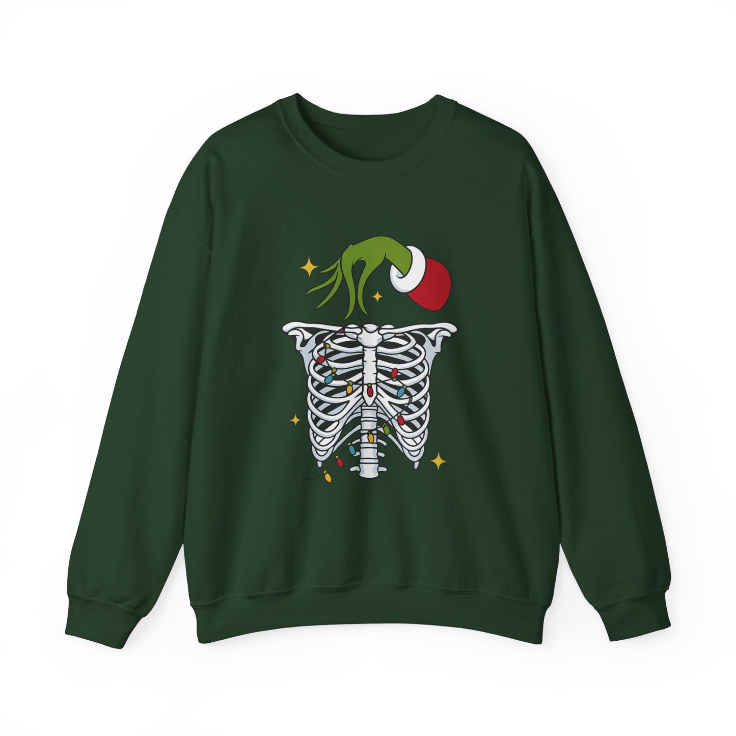 Grinch Holding Your Skeleton Ornaments - Christmas Sweatshirt | Holiday | Roly Poly Print