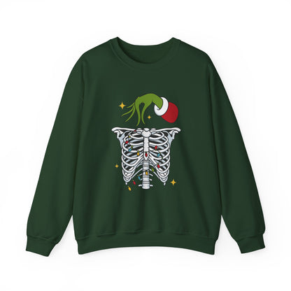 Grinch Holding Your Skeleton Ornaments - Christmas Sweatshirt | Holiday | Roly Poly Print