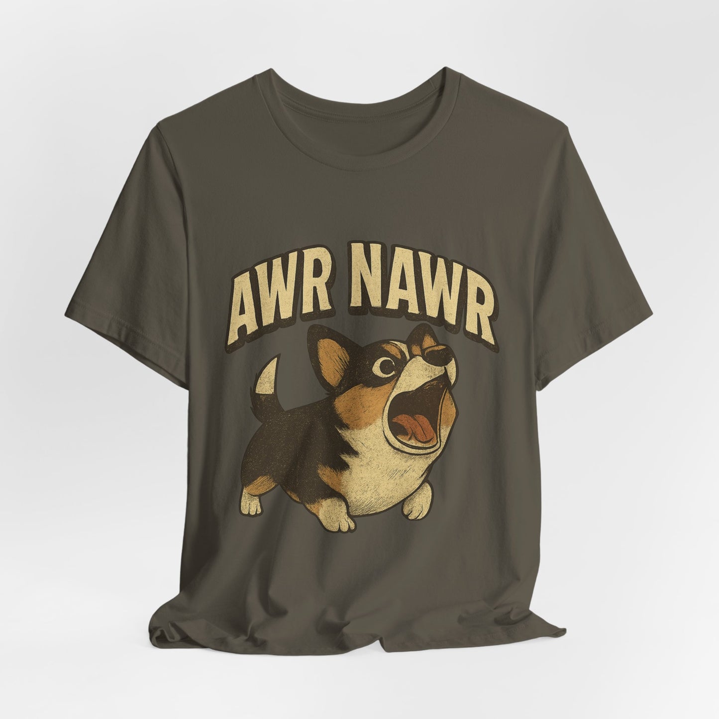 Awr Nawr Corgi T-Shirt — Cute Barking Dog Graphic Tee