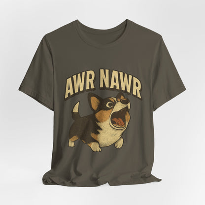 Awr Nawr Corgi T-Shirt — Cute Barking Dog Graphic Tee
