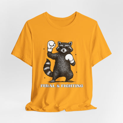 Feral and Fighting Boxing Raccoon - T-Shirt | Funny & Sarcastic | Roly Poly Print
