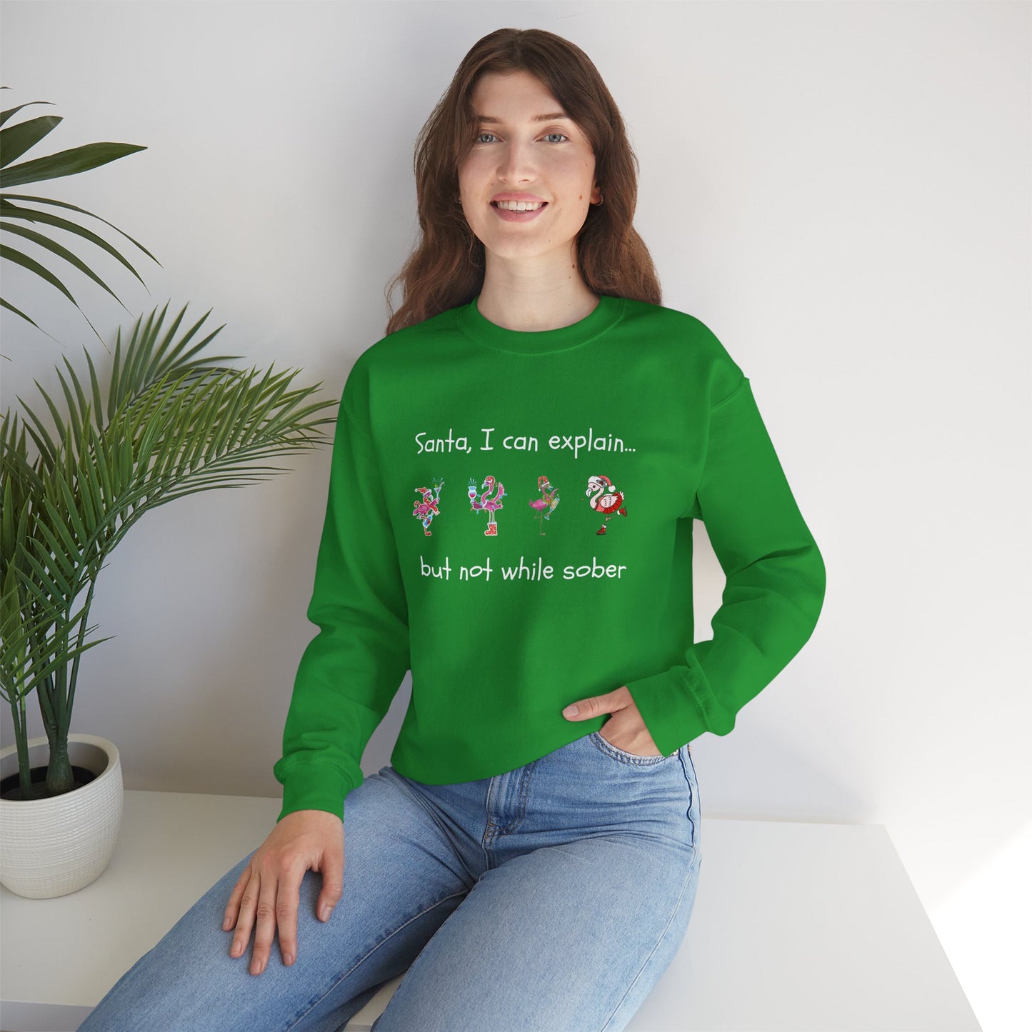 Santa I Can Explain, But Not While Sober Flamingos - Christmas Sweater | Holiday | Roly Poly Print