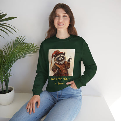 'twas the 'tism, m'Lord Medieval Raccoon - Sweatshirt | Overstimulated Humor | Roly Poly Print