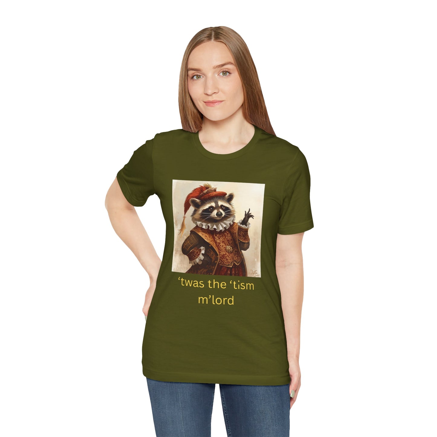 ’twas the ’tism m’lord Medieval Raccoon – T-Shirt | Overstimulated Humor | Roly Poly Print