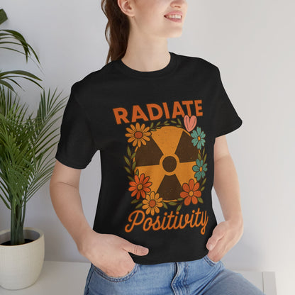 Radiate Positivity Radiation Symbol with Daisies - T-Shirt | Nurses and Healthcare | Roly Poly Print
