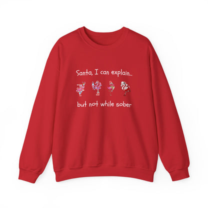 Santa I Can Explain, But Not While Sober Flamingos - Christmas Sweater | Holiday | Roly Poly Print
