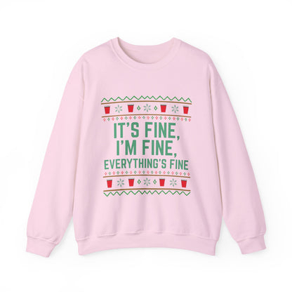 It's Fine, I'm Fine, Everything's Fine Solo Cup for White - Christmas Sweatshirt | Holiday | Roly Poly Print