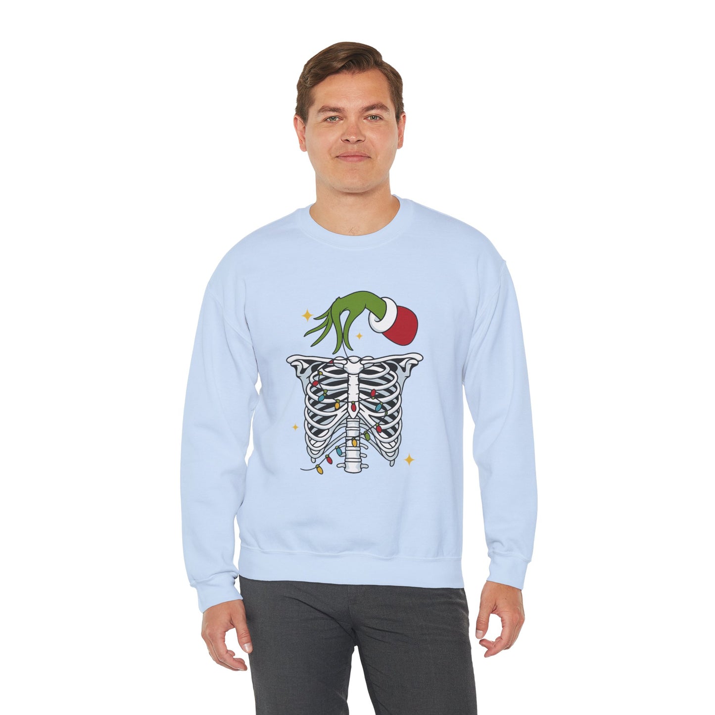 Grinch Holding Your Skeleton Ornaments - Christmas Sweatshirt | Holiday | Roly Poly Print