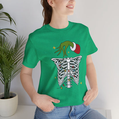 Grinch Holding Your Skeleton Ornaments - Christmas T-Shirt | Holiday | Roly Poly Print