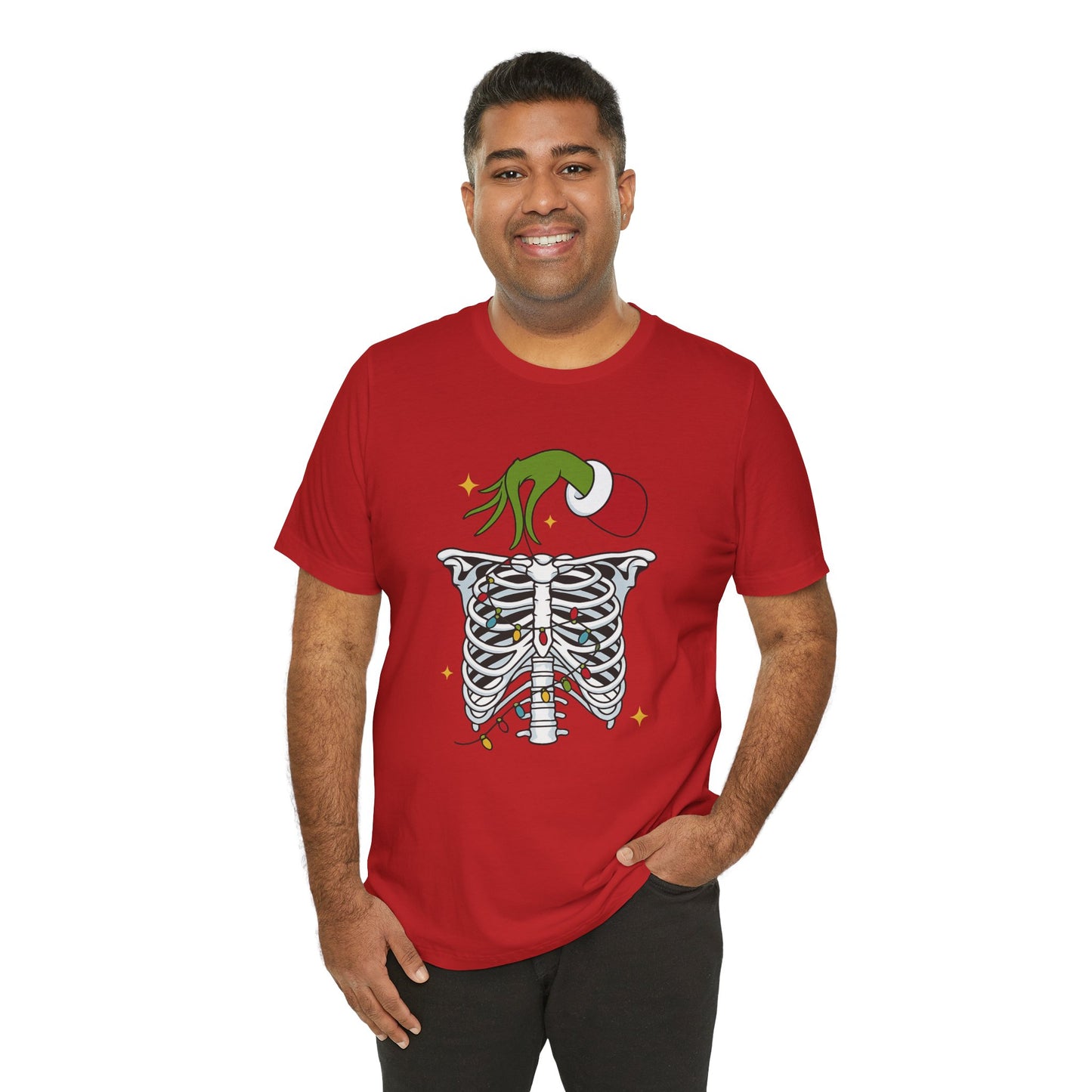Grinch Holding Your Skeleton Ornaments - Christmas T-Shirt | Holiday | Roly Poly Print