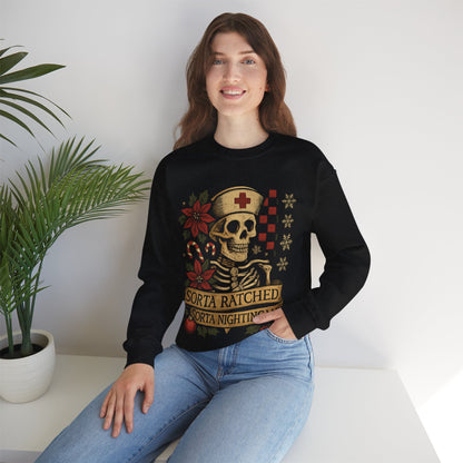 Sorta Ratched Sorta Nightingale Nurse- Christmas Sweatshirt | Holiday | Roly Poly Print