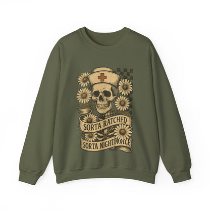 Sorta Ratched Sorta Nightingale with Daisies - Sweatshirt | Nurses and Healthcare | Roly Poly Print