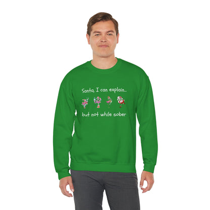 Santa I Can Explain, But Not While Sober Flamingos - Christmas Sweater | Holiday | Roly Poly Print