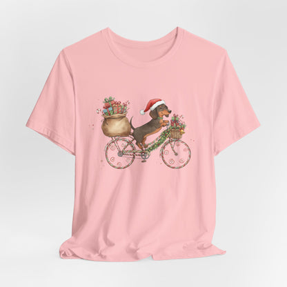 Dachshund Christmas Bike - Christmas T‑Shirt | Holiday | Roly Poly Print