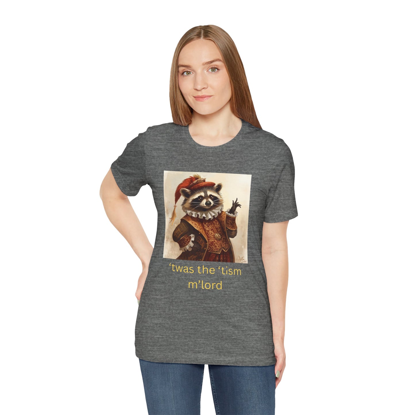’twas the ’tism m’lord Medieval Raccoon – T-Shirt | Overstimulated Humor | Roly Poly Print