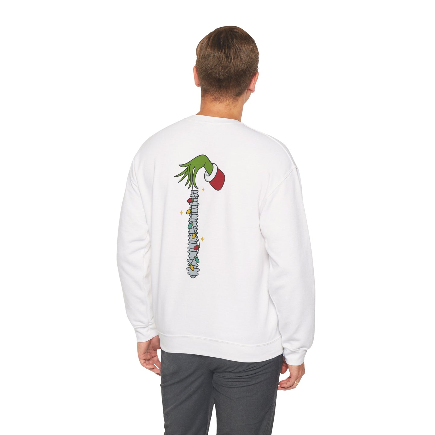 Grinch Holding Your Skeleton Ornaments - Christmas Sweatshirt | Holiday | Roly Poly Print