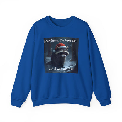 Dear Santa, I've Been Bad and It Was Worth It Raccoon - Christmas Sweatshirt | Pets and Animals | Roly Poly Print