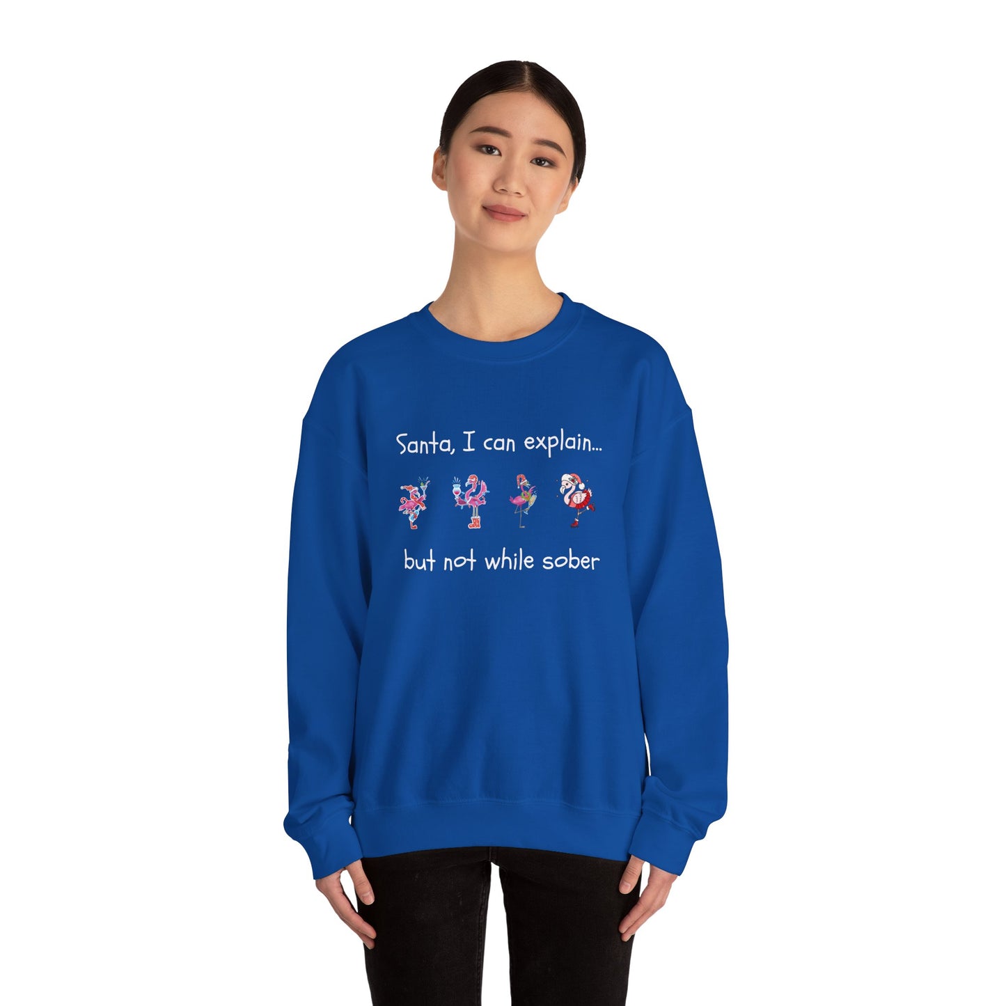 Santa I Can Explain, But Not While Sober Flamingos - Christmas Sweater | Holiday | Roly Poly Print