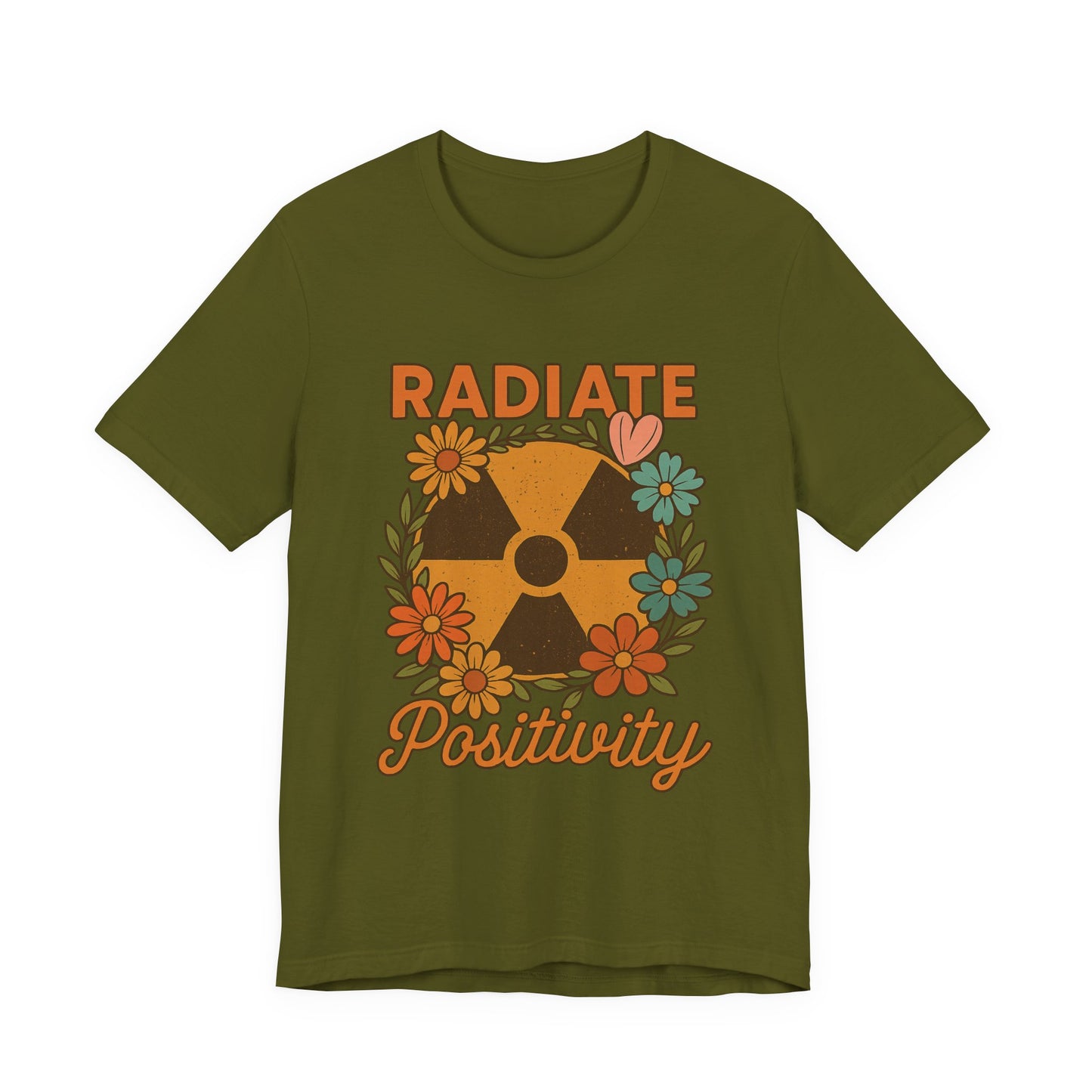 Radiate Positivity Radiation Symbol with Daisies - T-Shirt | Nurses and Healthcare | Roly Poly Print