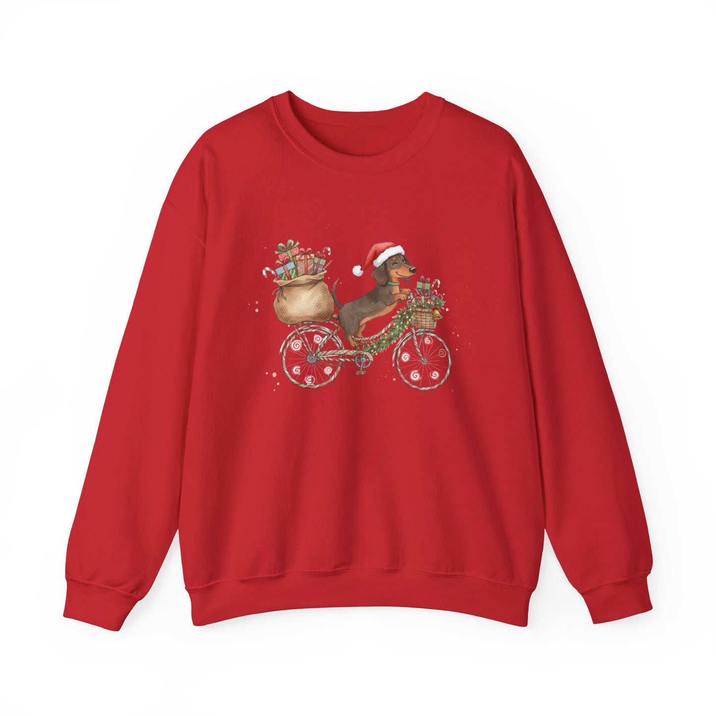 Dachshund on a Bike - Christmas Sweatshirt | Holiday | Roly Poly Print