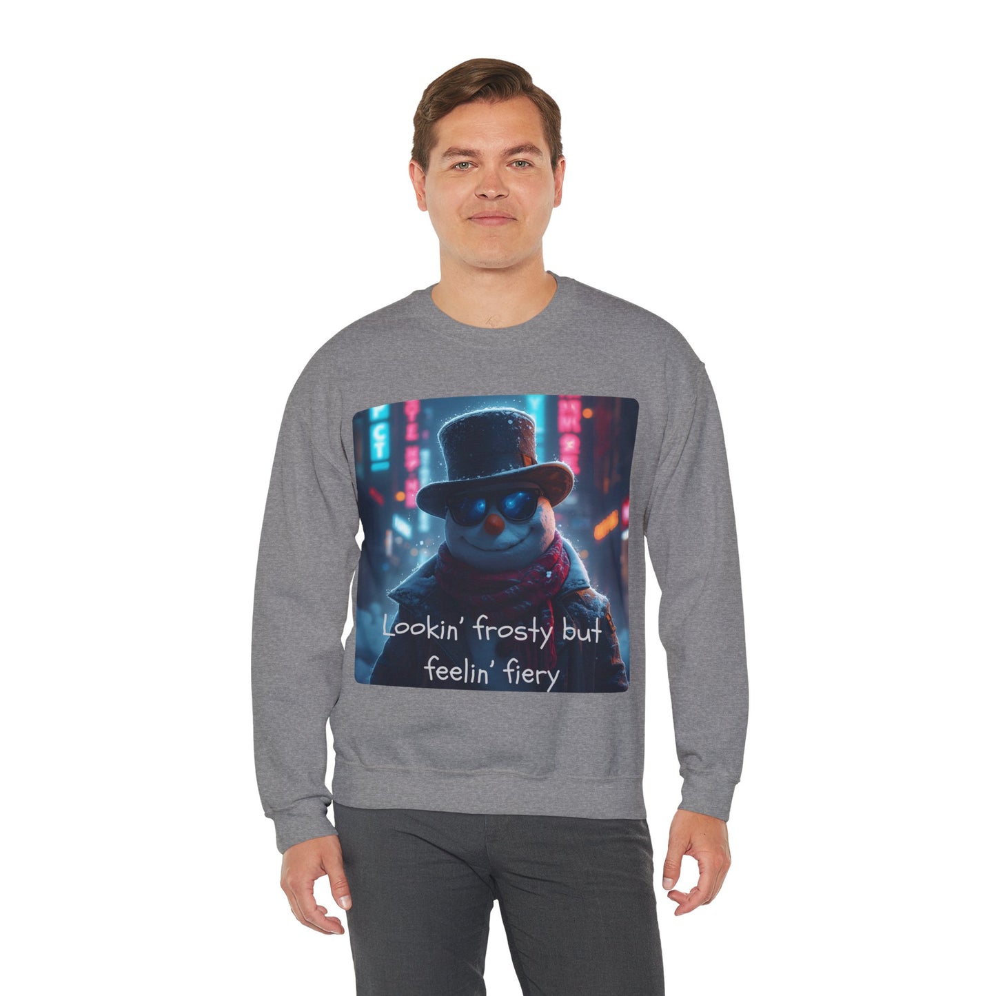 Lookin' Frosty, but Feelin' Fiery Snowman - Christmas Sweatshirt | Holiday | Roly Poly Print
