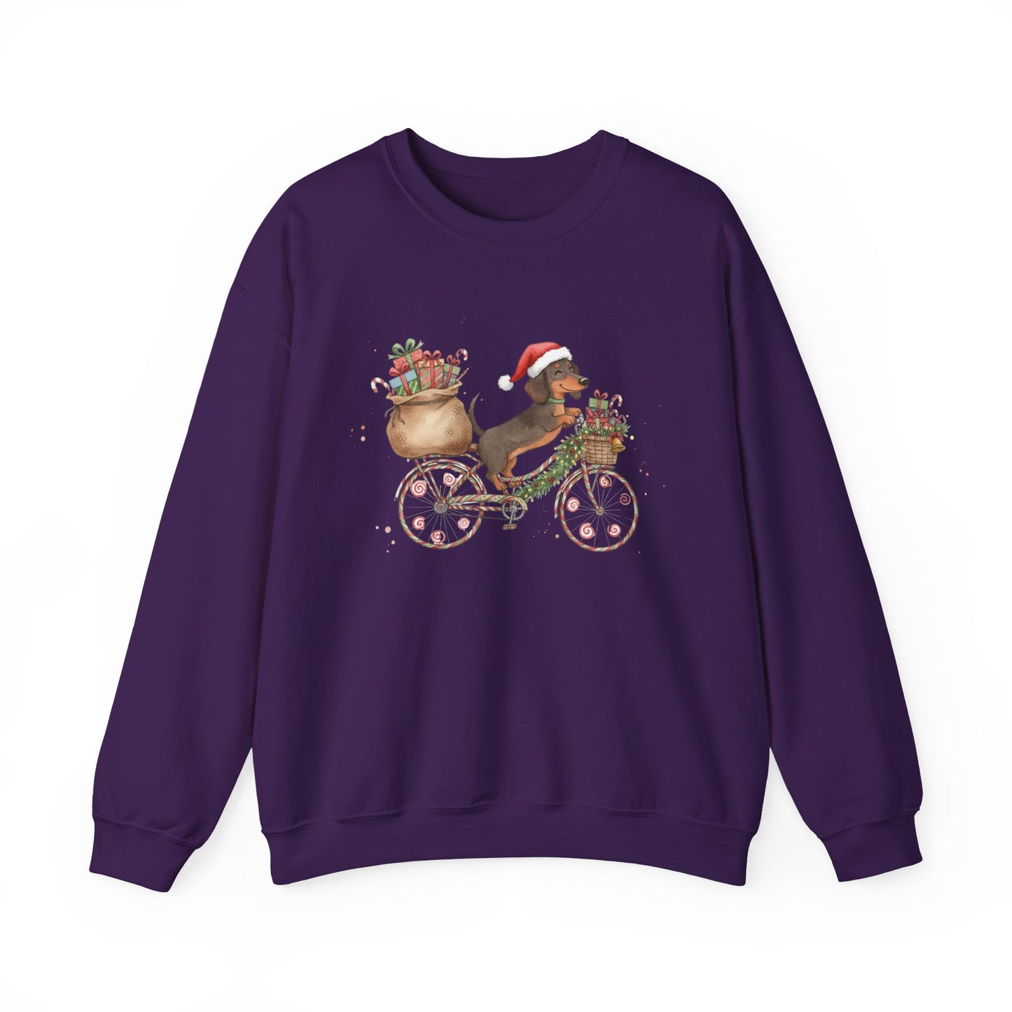 Dachshund on a Bike - Christmas Sweatshirt | Holiday | Roly Poly Print