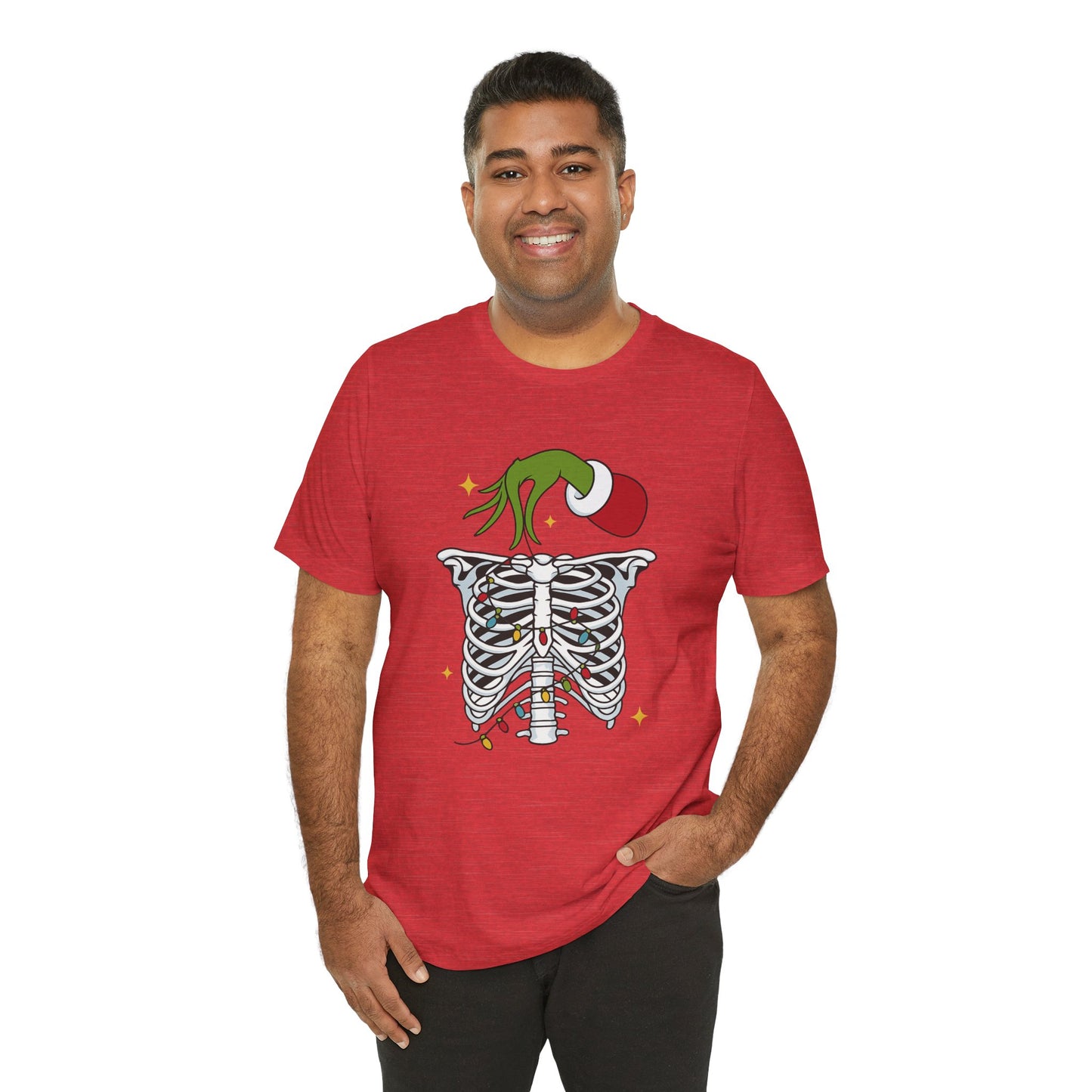 Grinch Holding Your Skeleton Ornaments - Christmas T-Shirt | Holiday | Roly Poly Print