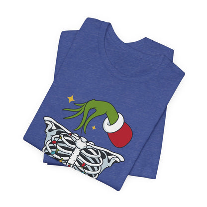 Grinch Holding Your Skeleton Ornaments - Christmas T-Shirt | Holiday | Roly Poly Print